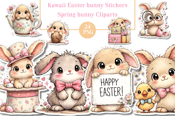 Download Kawaii Easter Bunny Stickers Cliparts - Easter bunny stickers Collection