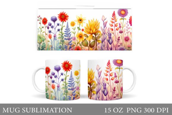 Download Flowers Mug Design. Wildflowers Mug Wrap - Mug design Collection