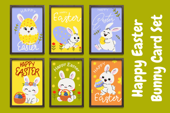 Download Happy Easter Bunny Card Set with Eggs - Egg Collection