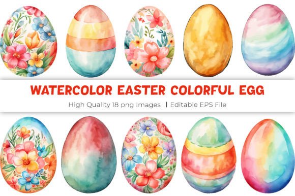 Download Watercolor Easter Colorful Egg Clipart - Egg Collection