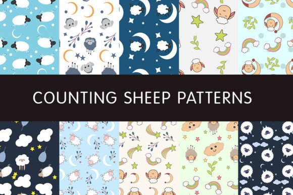 Download Counting Sheep Digital Paper Patterns - Sheep digital Collection