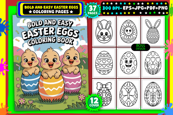 Download BOLD and EASY EASTER EGGS Coloring Book - Egg Collection