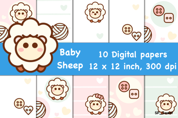 Download Baby Sheep Digital Paper Pack - Sheep digital Collection