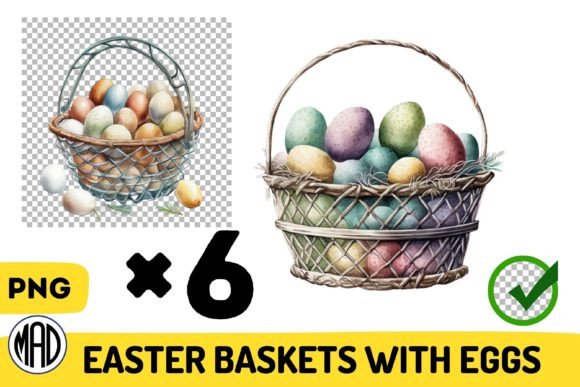 Download Easter Wire Baskets Filled with Eggs - Egg Collection