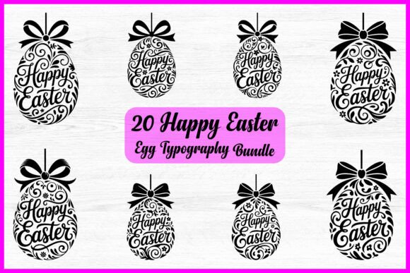 Download 20 Happy Easter Typography Egg Bundle - Egg Collection