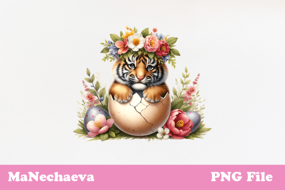 Download Cute Easter Baby Tiger in Egg Clipart - Egg Collection