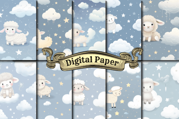 Download Cute Sheep Digital Paper - Sheep digital Collection