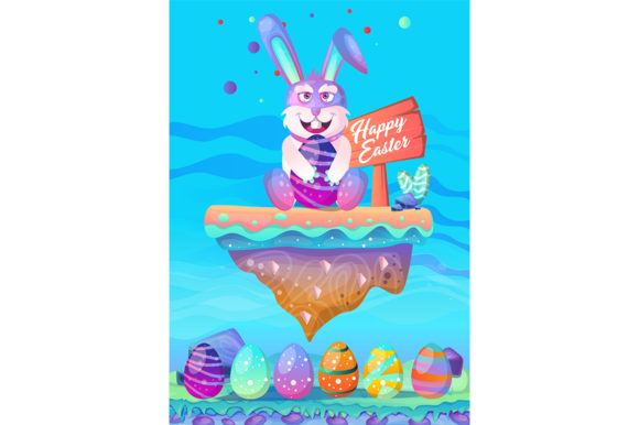 Download Happy Easter Bunny with Colored Eggs - Egg Collection