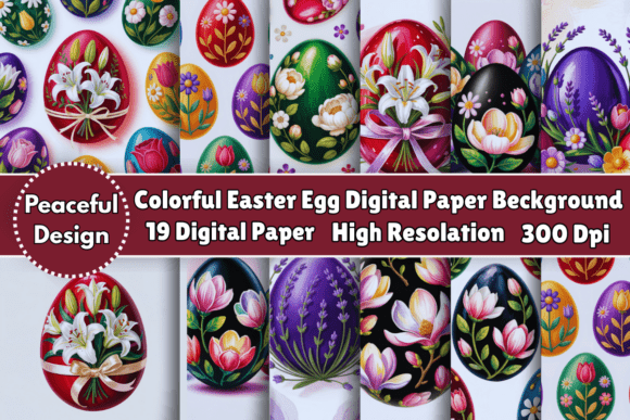 Download Colorful Easter Egg Digital Paper Beckgr - Egg Collection