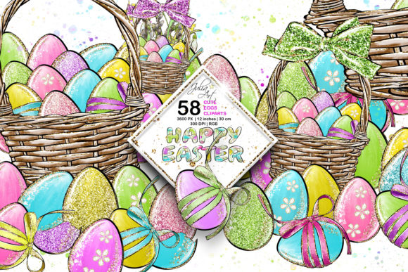 Download Cute Eggs Happy Easter Cliparts Set - Egg Collection
