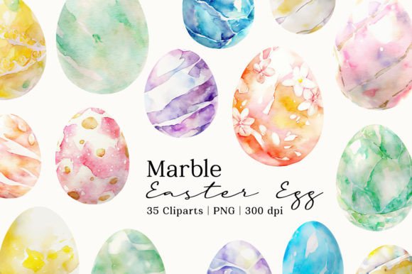 Download Pastel Marble Easter Egg Watercolor PNG - Egg Collection
